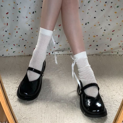 Square Toe Plain Mary Jane Shoes