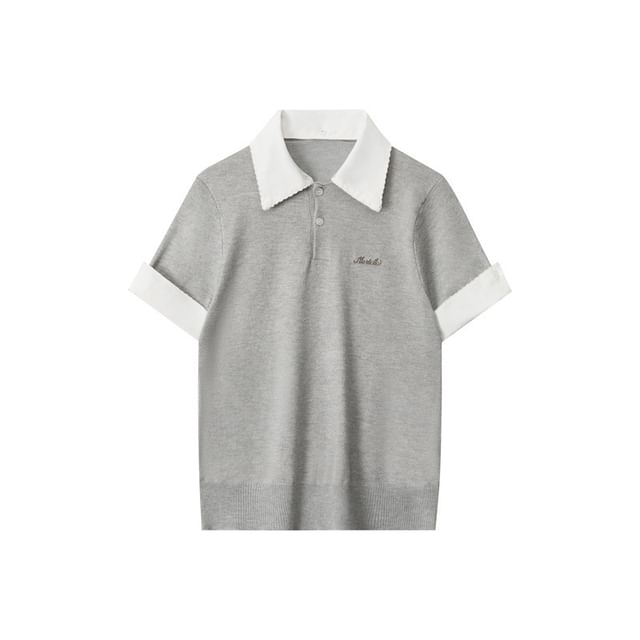 Two-Tone Knitted Short-Sleeved Polo Shirt