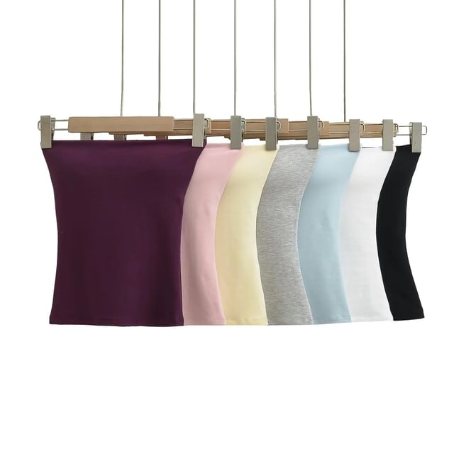 Plain Padded Cropped Tube Top