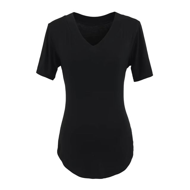 Plain V-Neck Short-Sleeved Tee