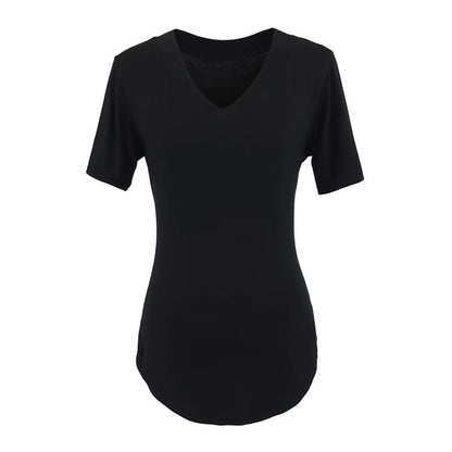 Plain V-Neck Short-Sleeved Tee