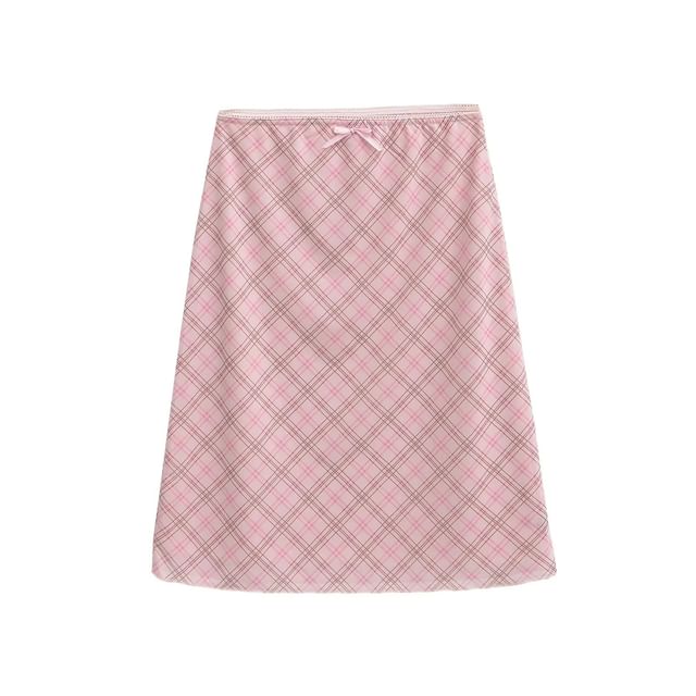 Patterned Mesh A-Line Skirt with High Waist
