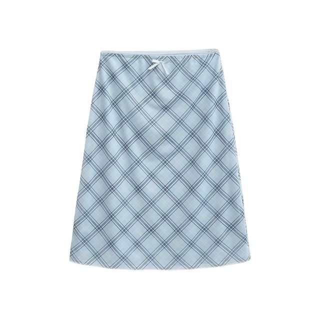 Patterned Mesh A-Line Skirt with High Waist