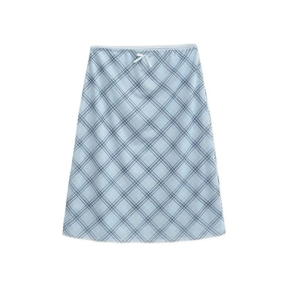 Patterned Mesh A-Line Skirt with High Waist