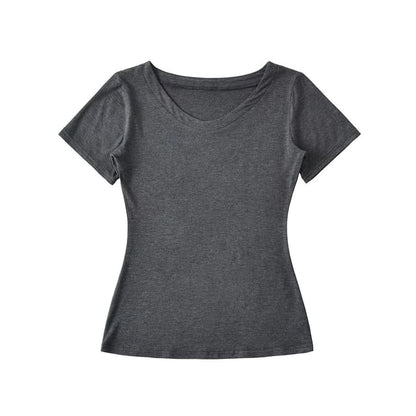 Plain V-Neck Short-Sleeved Slim-Fit Tee