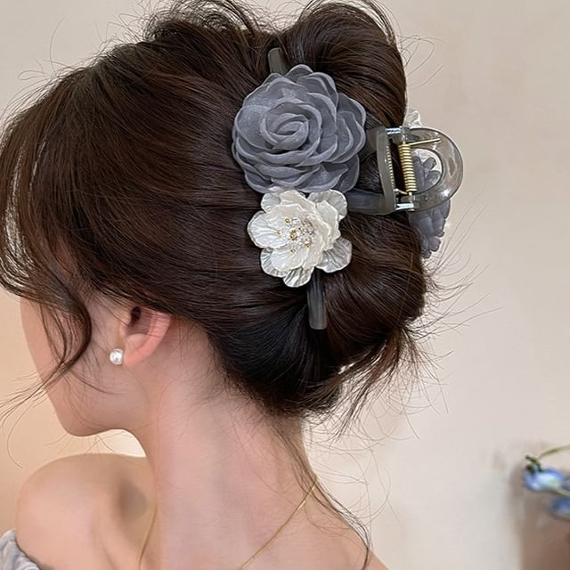 Claw Acrylic Hair Floral Clip Fabric