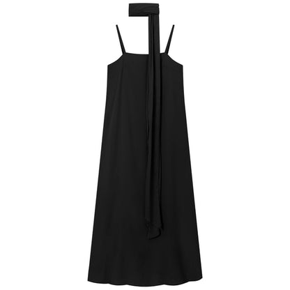 Spaghetti Strap Maxi Tunic Dress with Scarf Set - Altfashion Shop