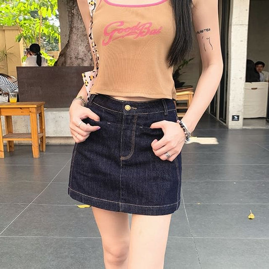 Denim Mini A-Line Skirt