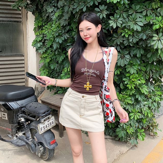 Denim Mini A-Line Skirt