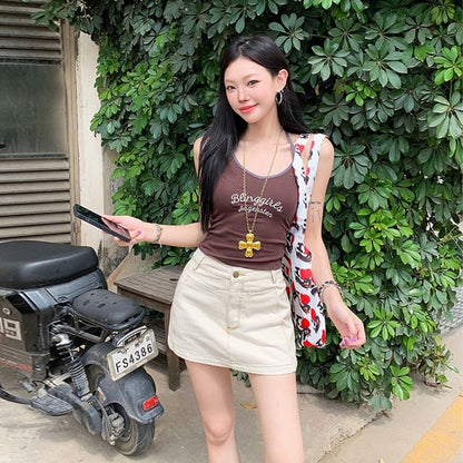Denim Mini A-Line Skirt