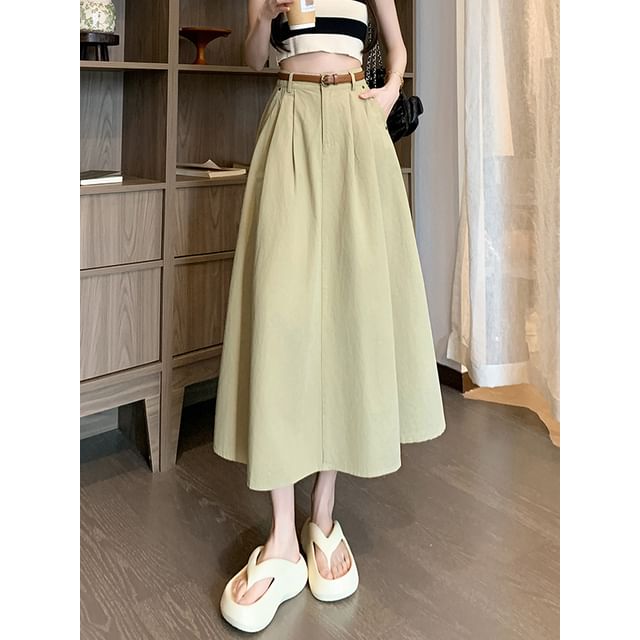 Plain Midi A-Line Skirt