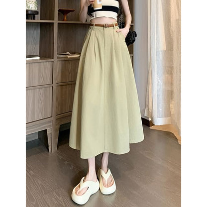 Plain Midi A-Line Skirt