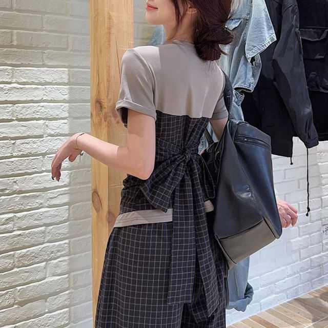 Tie-Back Mock Two-Piece Crew-Neck Tee & Baggy Pants
