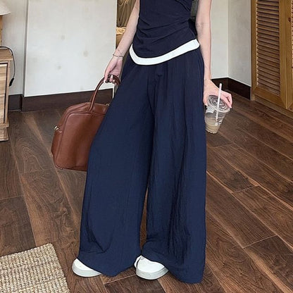 Tie-Back Mock Two-Piece Crew-Neck Tee & Baggy Pants