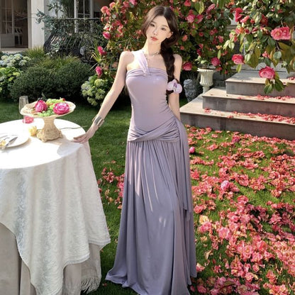 Black Asymmetrical Maxi Dress - Altfashion Shop
