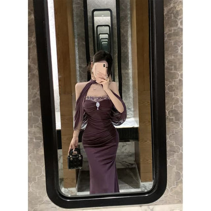 Strapless Rhinestone Sheath Maxi Dress - Altfashion Shop