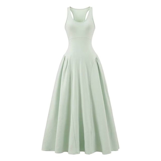 Crew Neck Sleeveless A-Line Maxi Dress - Altfashion Shop