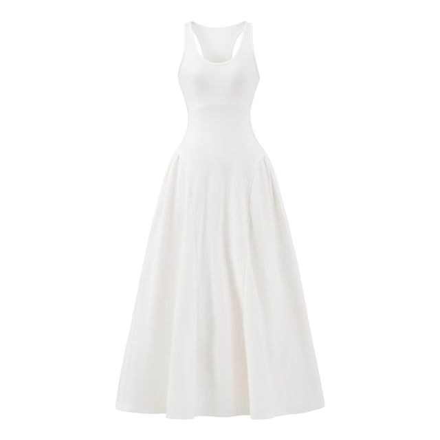 Crew Neck Sleeveless A-Line Maxi Dress - Altfashion Shop