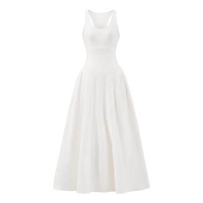 Crew Neck Sleeveless A-Line Maxi Dress - Altfashion Shop
