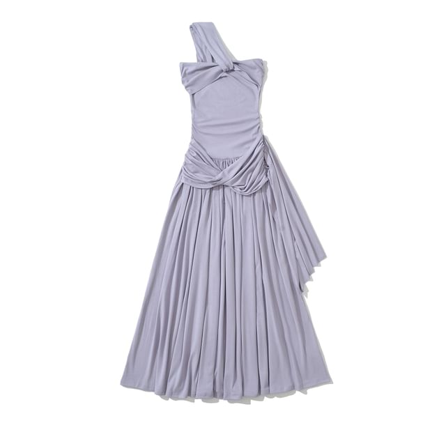 One Shoulder Ruched Sleeveless A-Line Dress - Altfashion Shop
