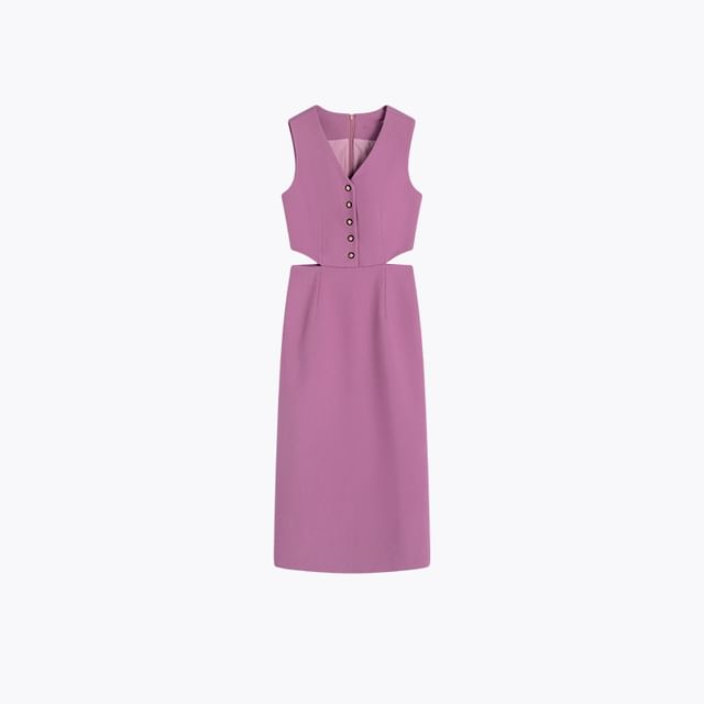 Cutout V-Neck Sleeveless Sheath Dress - Altfashion Shop