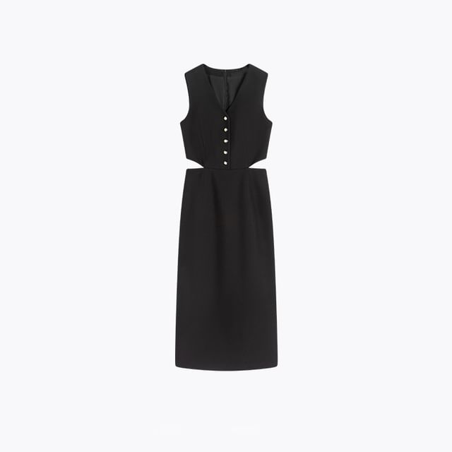 Cutout V-Neck Sleeveless Sheath Dress - Altfashion Shop