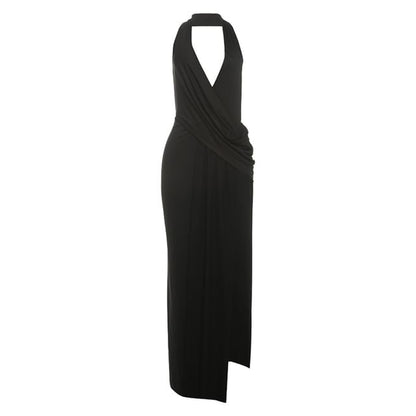 Plunged Sleeveless Sheath Maxi Dress - Altfashion Shop