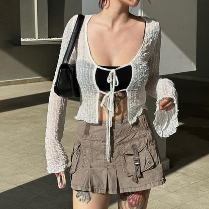 Plain Open-Front Cropped Cardigan