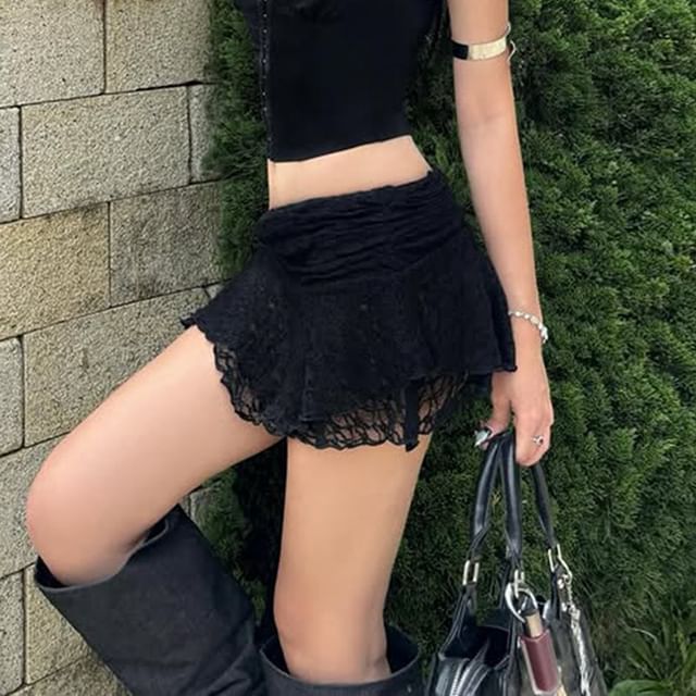 Plain Cropped Cami & Asymmetric Mini Skirt