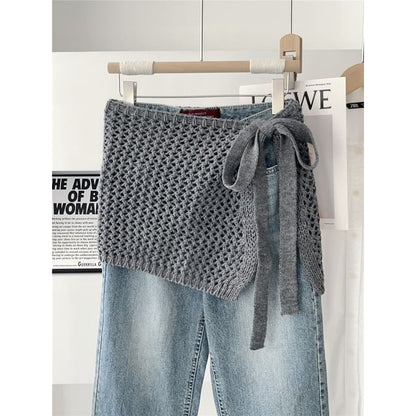 Crochet Knit Half Apron Skirt