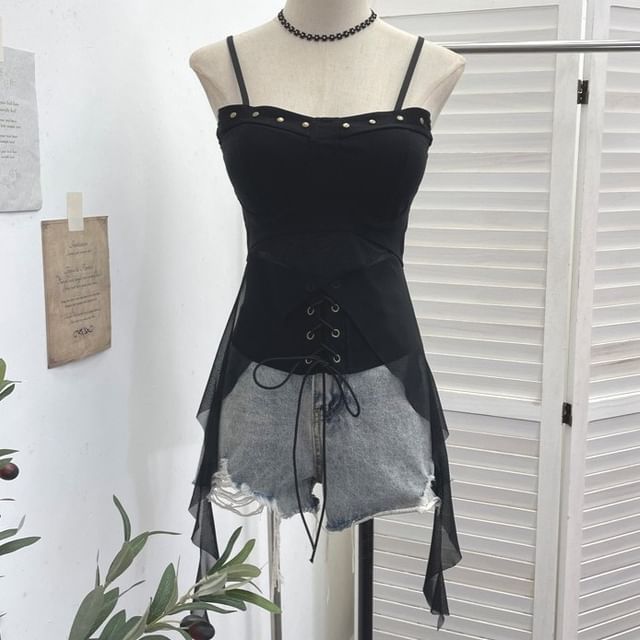 Studded Lace Padded Camisole Top