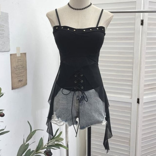 Studded Lace Padded Camisole Top