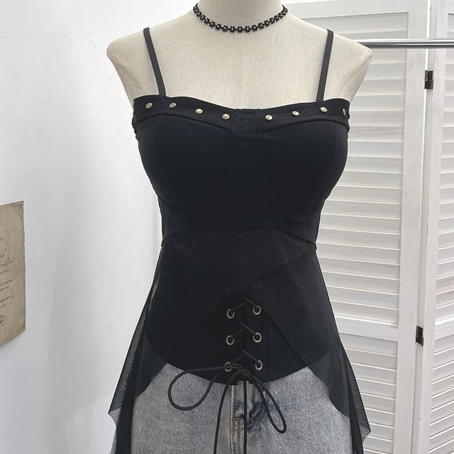 Studded Lace Padded Camisole Top