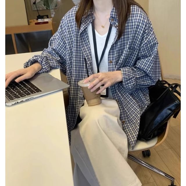 Plaid Button-Up Shirt