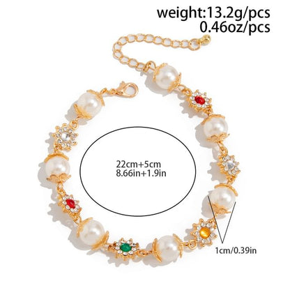 Rhinestone Faux Pearl Alloy Station Bracelet (Various Designs)
