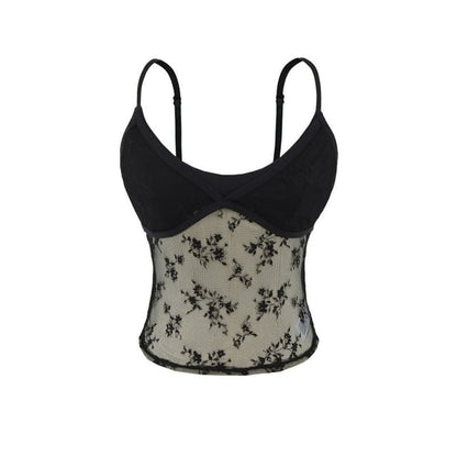 Sheer Lace Crop Camisole with Scoop Neck
