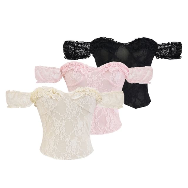 Off Shoulder Frill Lace Top