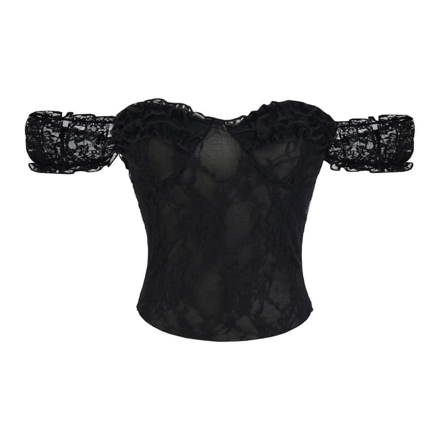 Off Shoulder Frill Lace Top