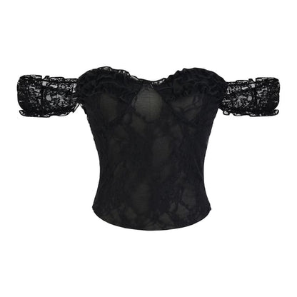 Off Shoulder Frill Lace Top