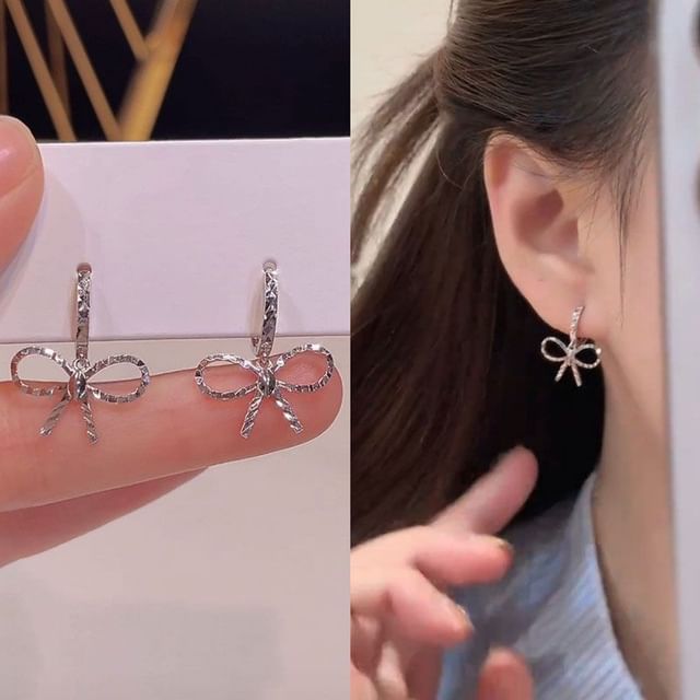 Drop Bow Huggie Earring