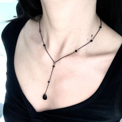 Chain Crystal Necklace Faux Station