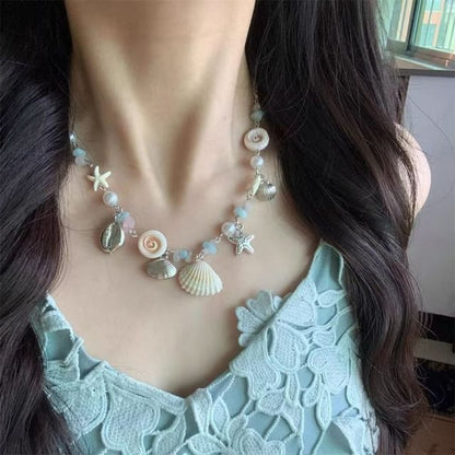 Faux Shell Starfish Pearl Necklace