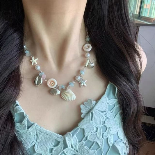 Faux Shell Starfish Pearl Necklace