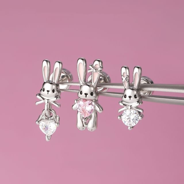 Set Ear of 3: Rabbit Stud Rhinestone