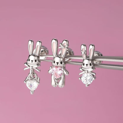 Set Ear of 3: Rabbit Stud Rhinestone