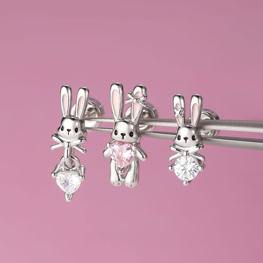 Set Ear of 3: Rabbit Stud Rhinestone