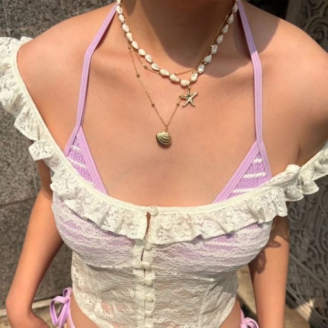 Station Starfish Chain Necklace Pendant Shell Set: +