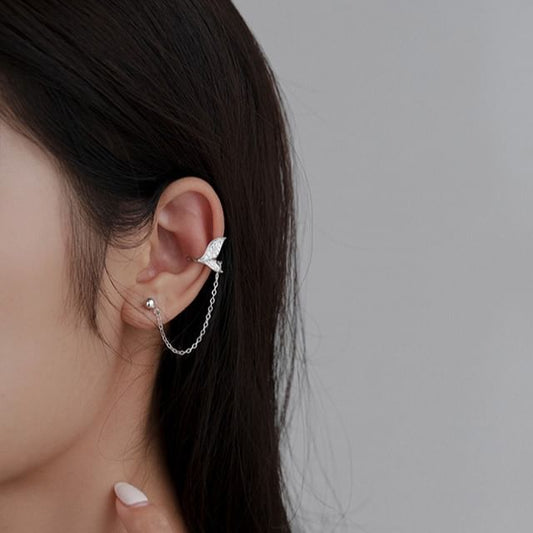 Chain 925 Cuff Sterling Silver Ear Fish Tail