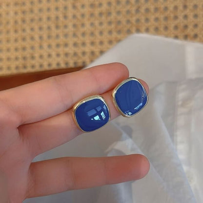 Silver Earring 925 Stud Sterling Square