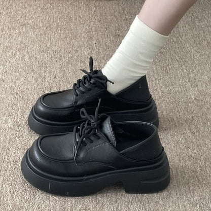 Lace-Up Platform Chunky Heel Derby Shoes